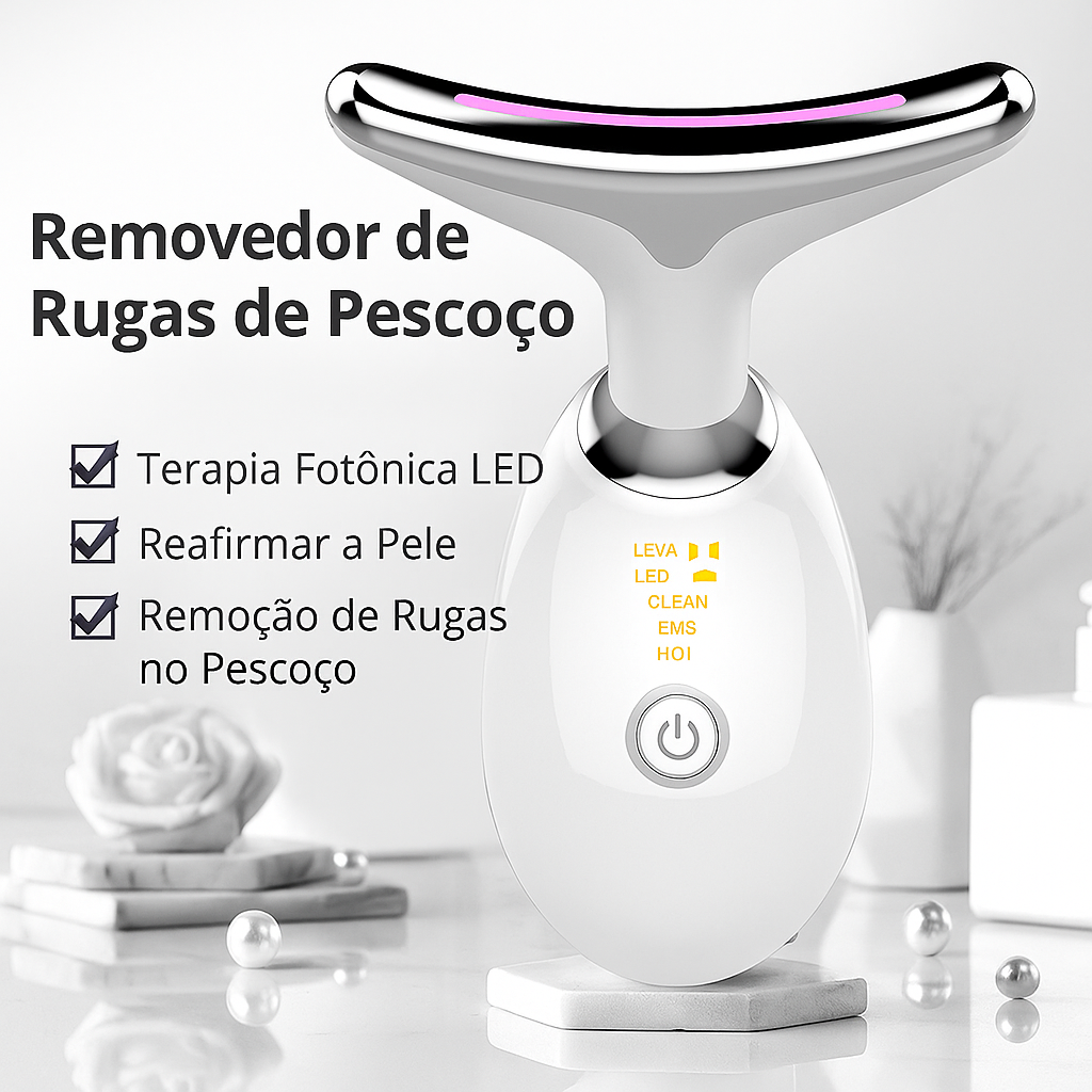 Massajador Facial e de Pescoço com Terapia de Luz Vermelha EMS – Lifting, Anti-Rugas e Refirmante