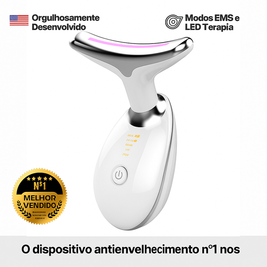 Massajador Facial e de Pescoço com Terapia de Luz Vermelha EMS – Lifting, Anti-Rugas e Refirmante