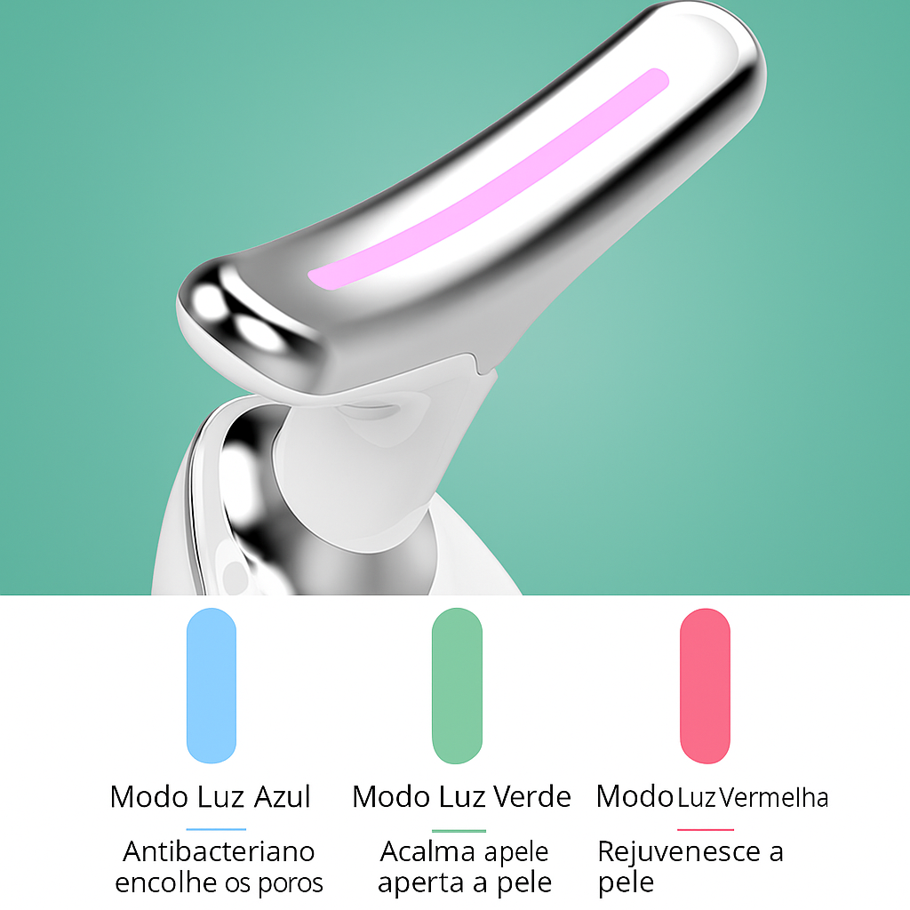 Massajador Facial e de Pescoço com Terapia de Luz Vermelha EMS – Lifting, Anti-Rugas e Refirmante